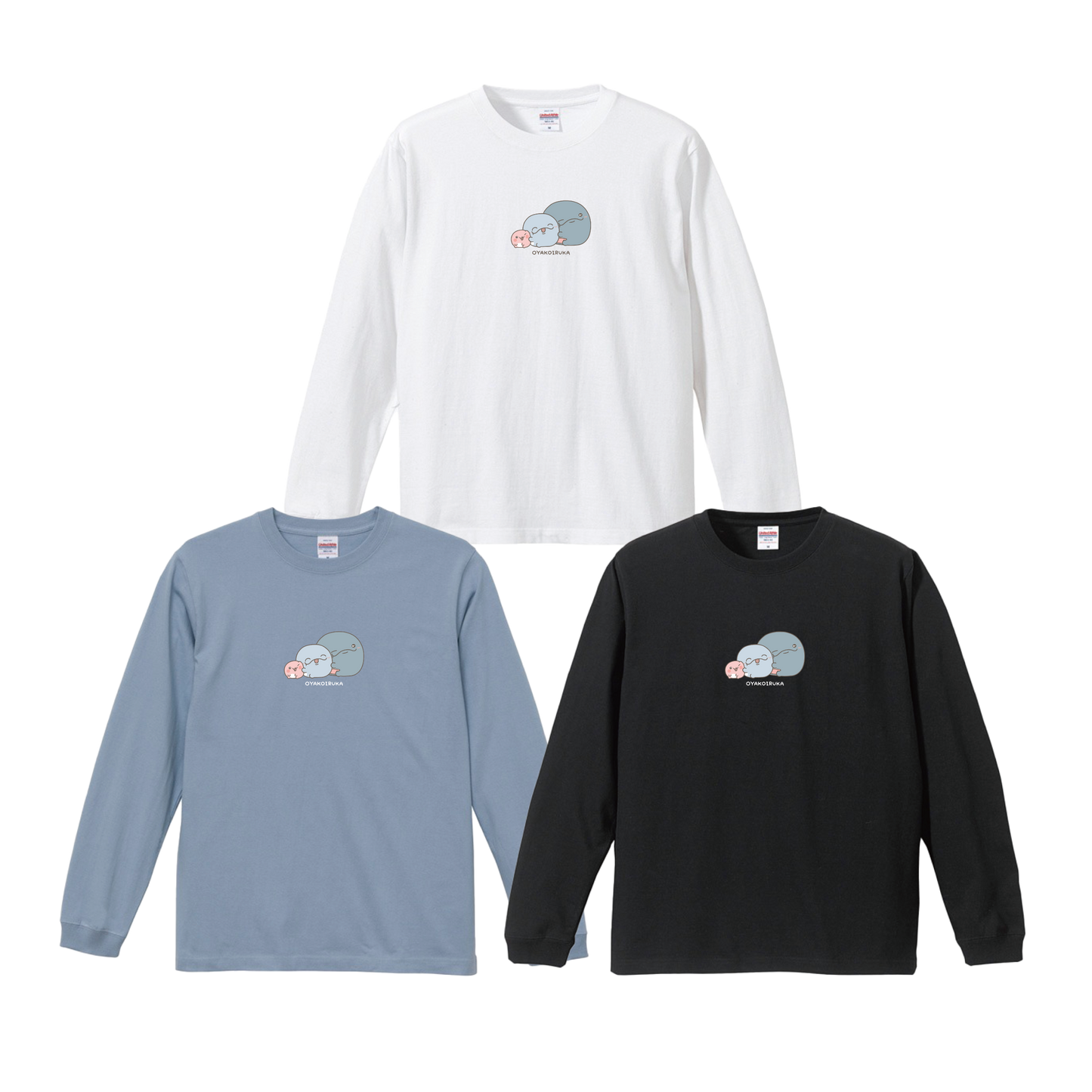 【親子イルカ】プリント長袖Tシャツ【3月中旬発送】