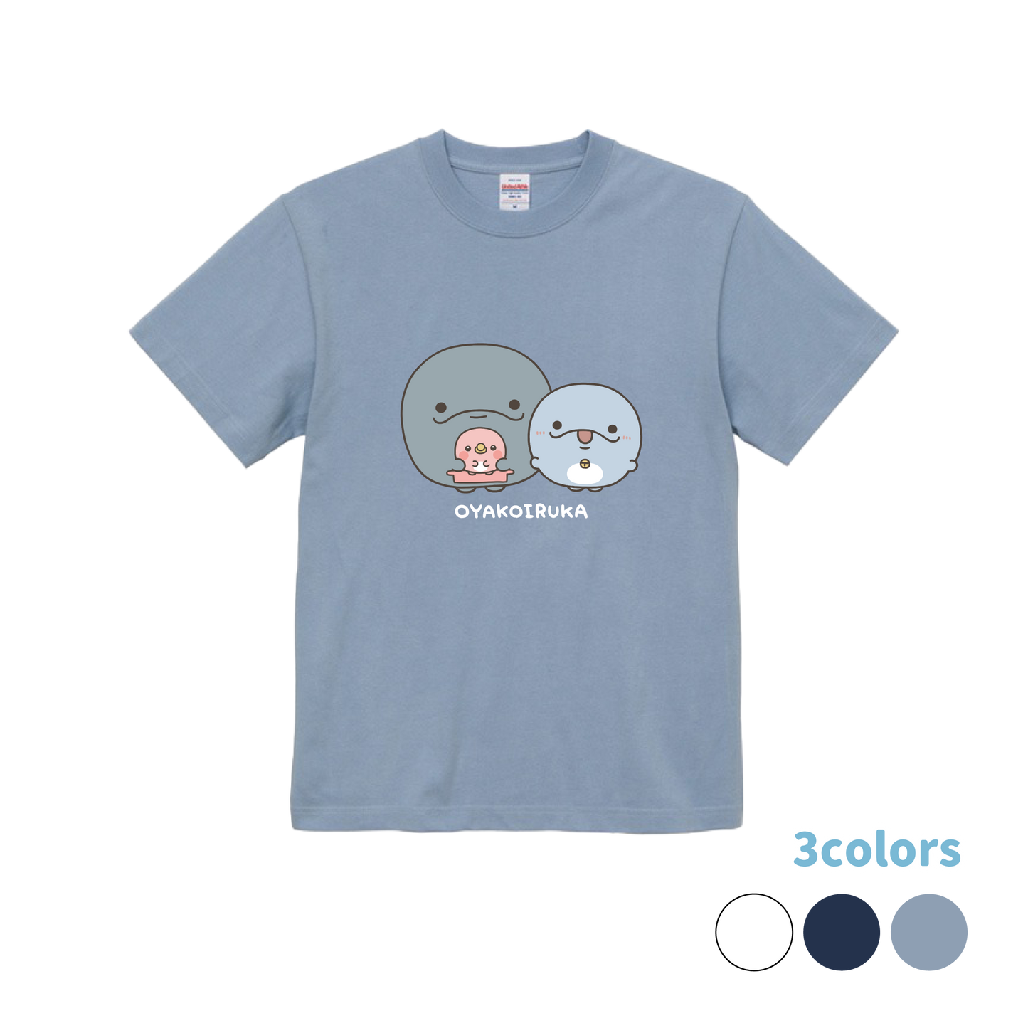 【親子イルカ】フロントプリントTシャツ【8月下旬発送】