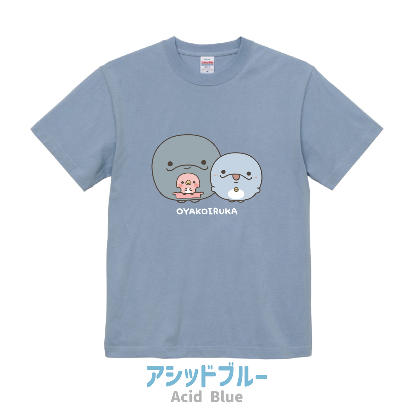 【親子イルカ】フロントプリントTシャツ【8月下旬発送】