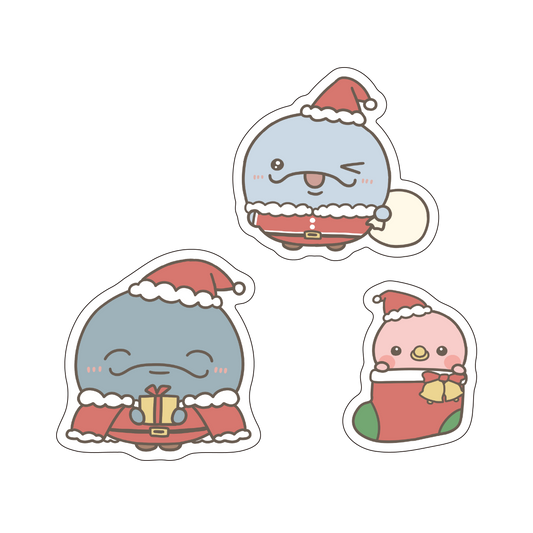 【親子イルカ】クリスマスステッカーセット（3枚入り）【11月下旬発送】