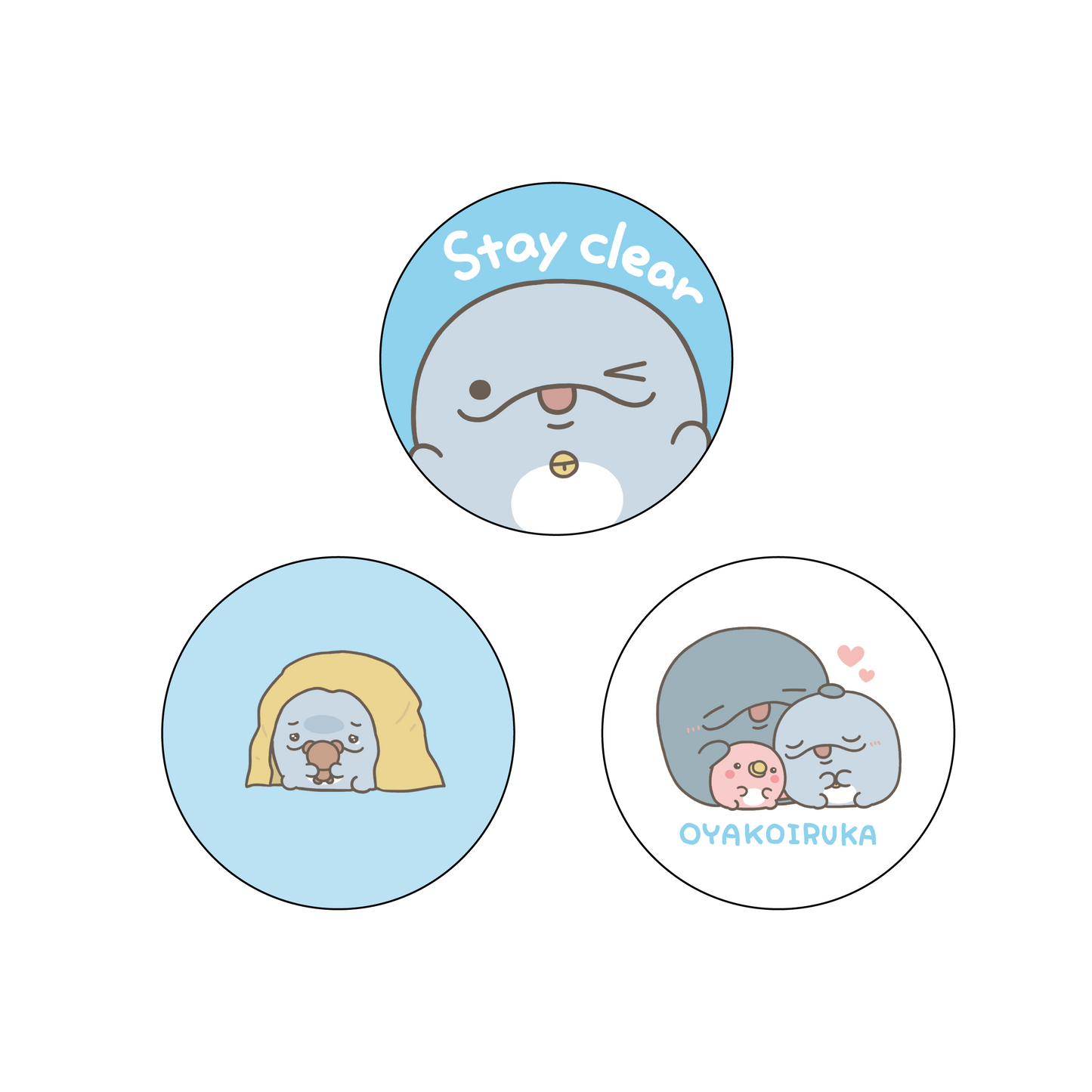 [OYAKOIRUKA] Can Badge Set (Set of 3) [Shipping in mid-August]