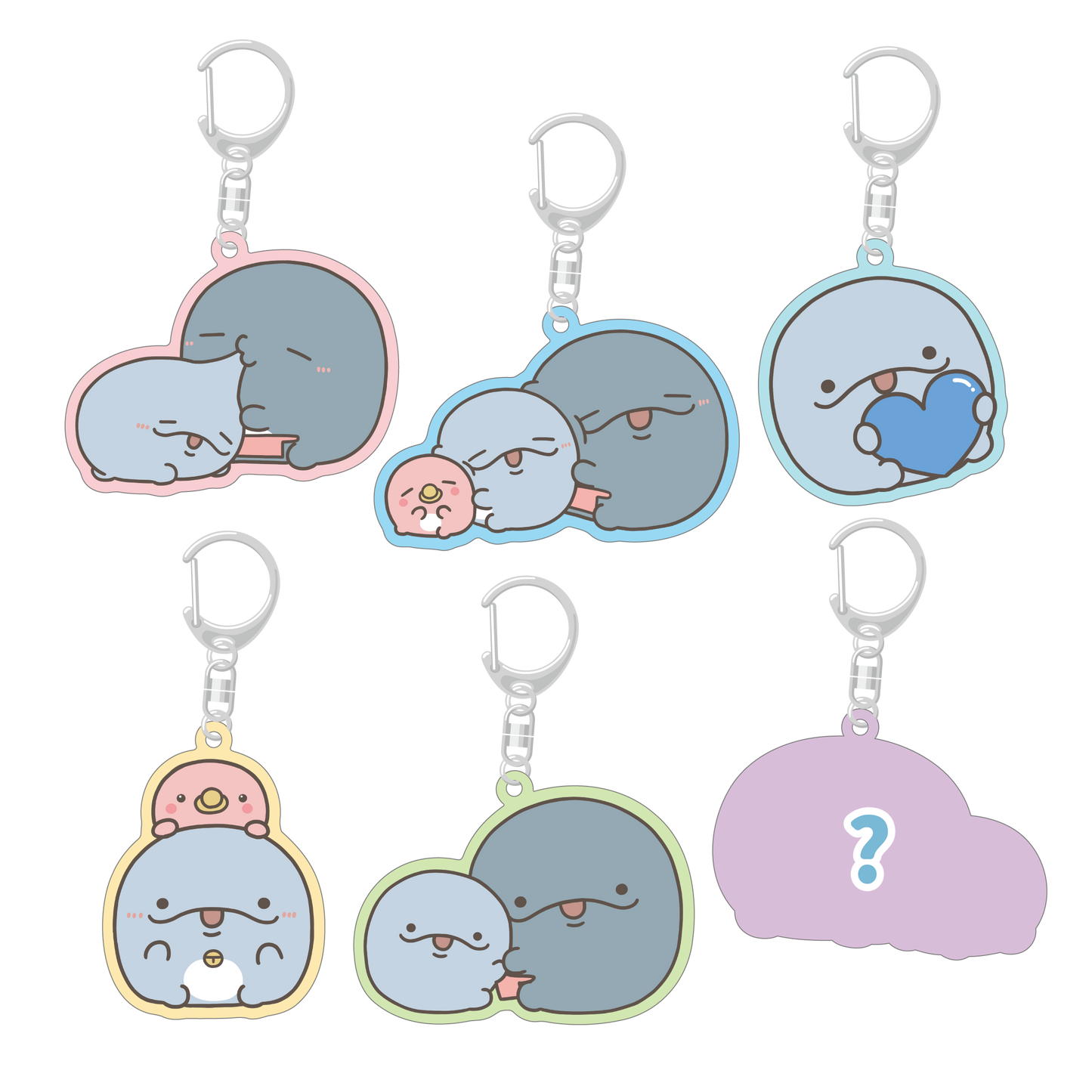 [親子海豚] 隨機透明色彩壓克力鑰匙圈(共6款)[7月中旬出貨]