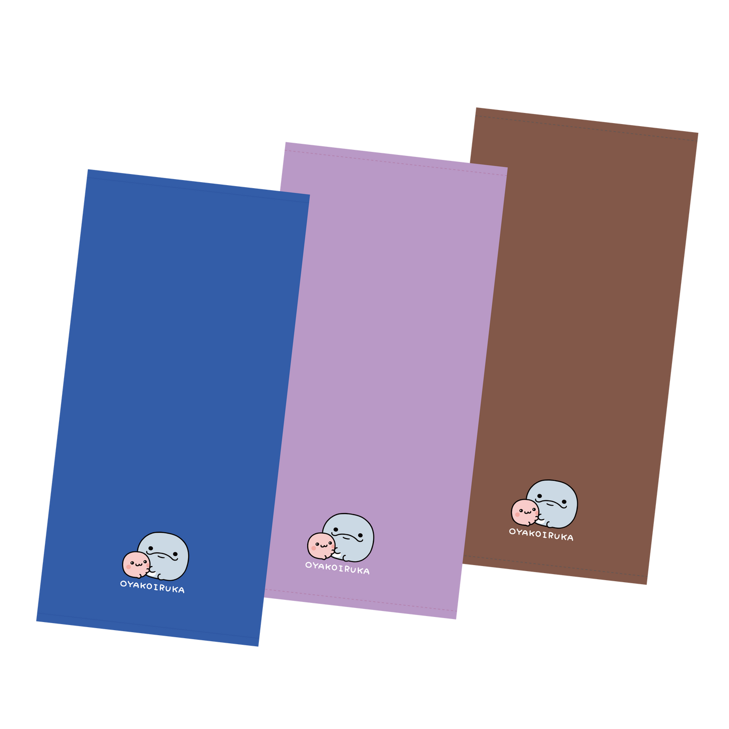 【親子イルカ】ワンポイント刺繍フェイスタオル【5月下旬発送】