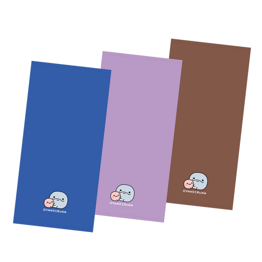 【親子イルカ】ワンポイント刺繍フェイスタオル【5月下旬発送】