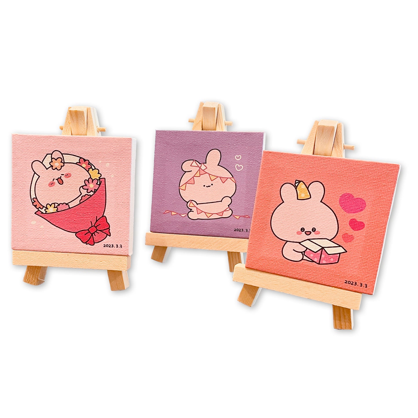 [Asamimi-chan] Mini canvas complete set with random easel (6 types in total) [shipped in early April]