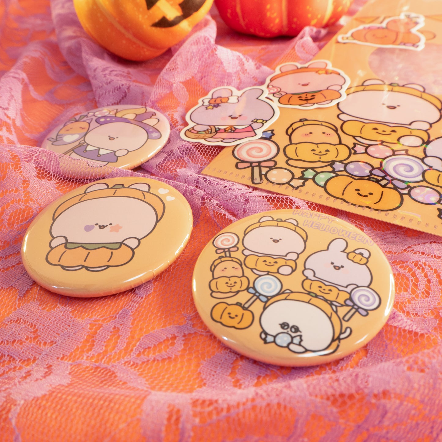 [Asamimi-chan] Zufälliges Blechabzeichen „Happy Halloween“ (alle 3 Typen) [Ende Oktober versendet]
