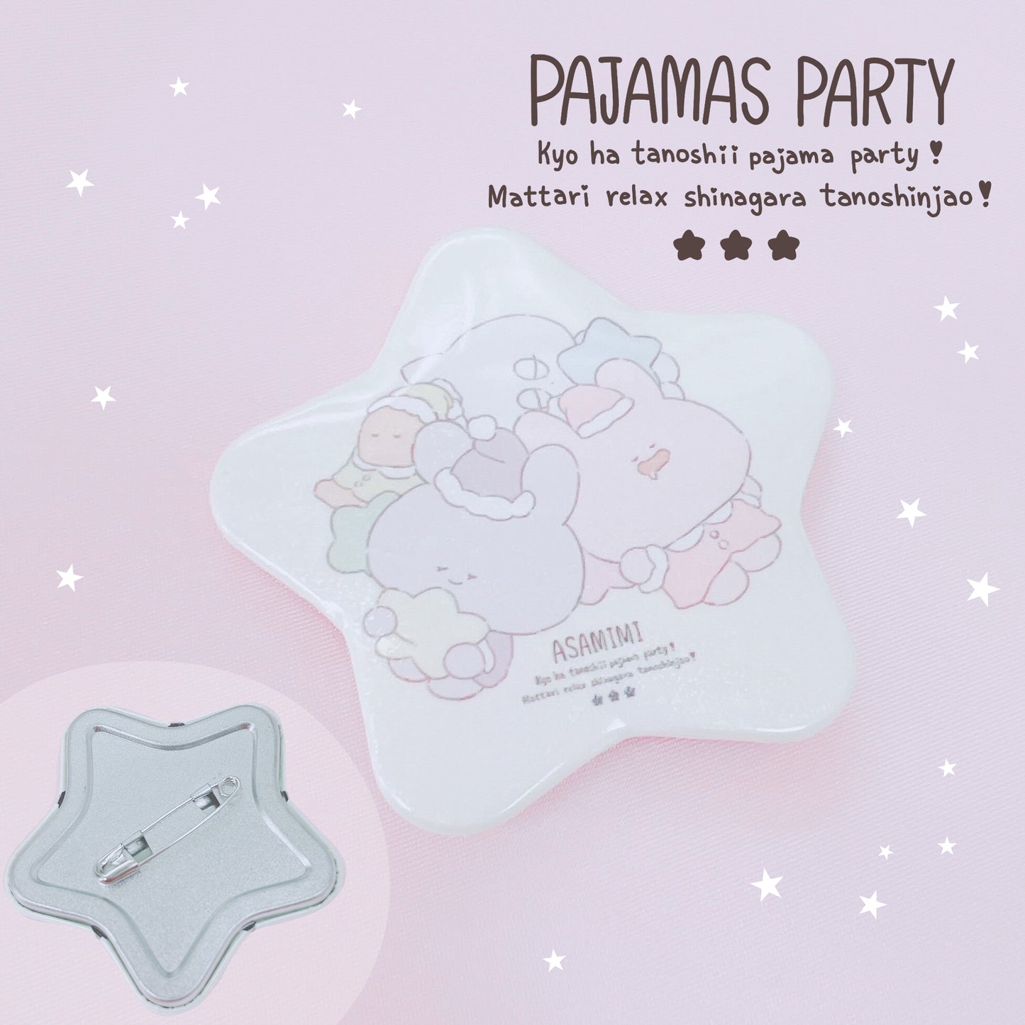 [Asamimi-chan] Badge en étain scintillant en forme d'étoile (soirée pyjama)