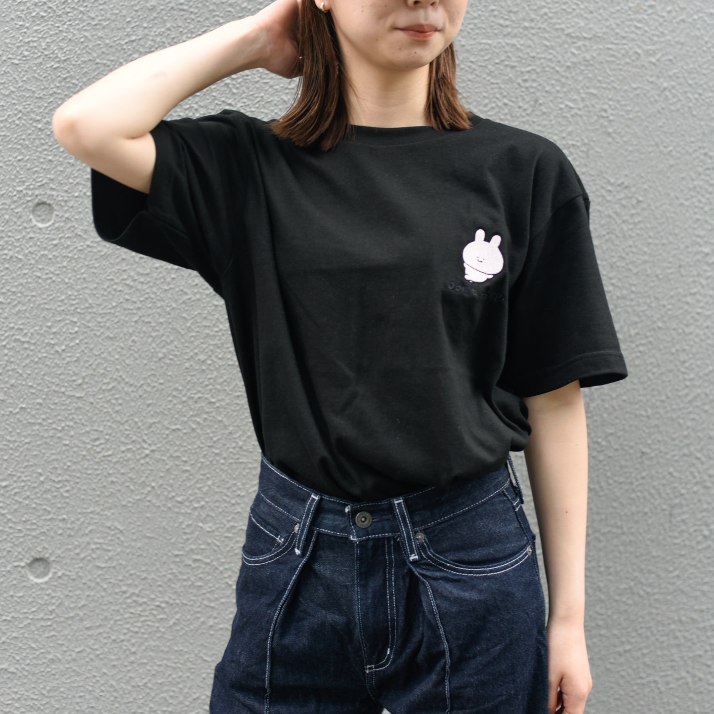 [Asamimi-chan] Short-sleeved embroidered T-shirt (Don't deep) [Made to order]