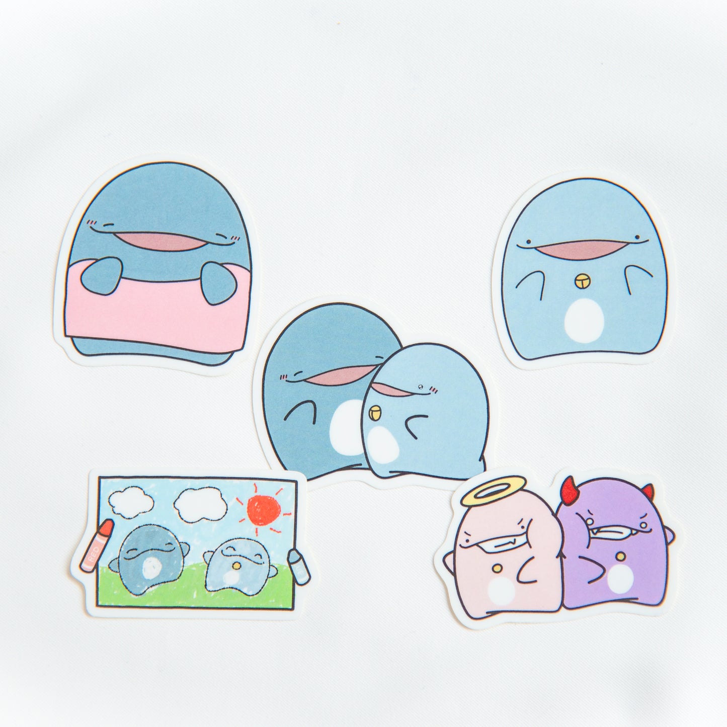 [Parent and child dolphin] stickers (5 pieces)