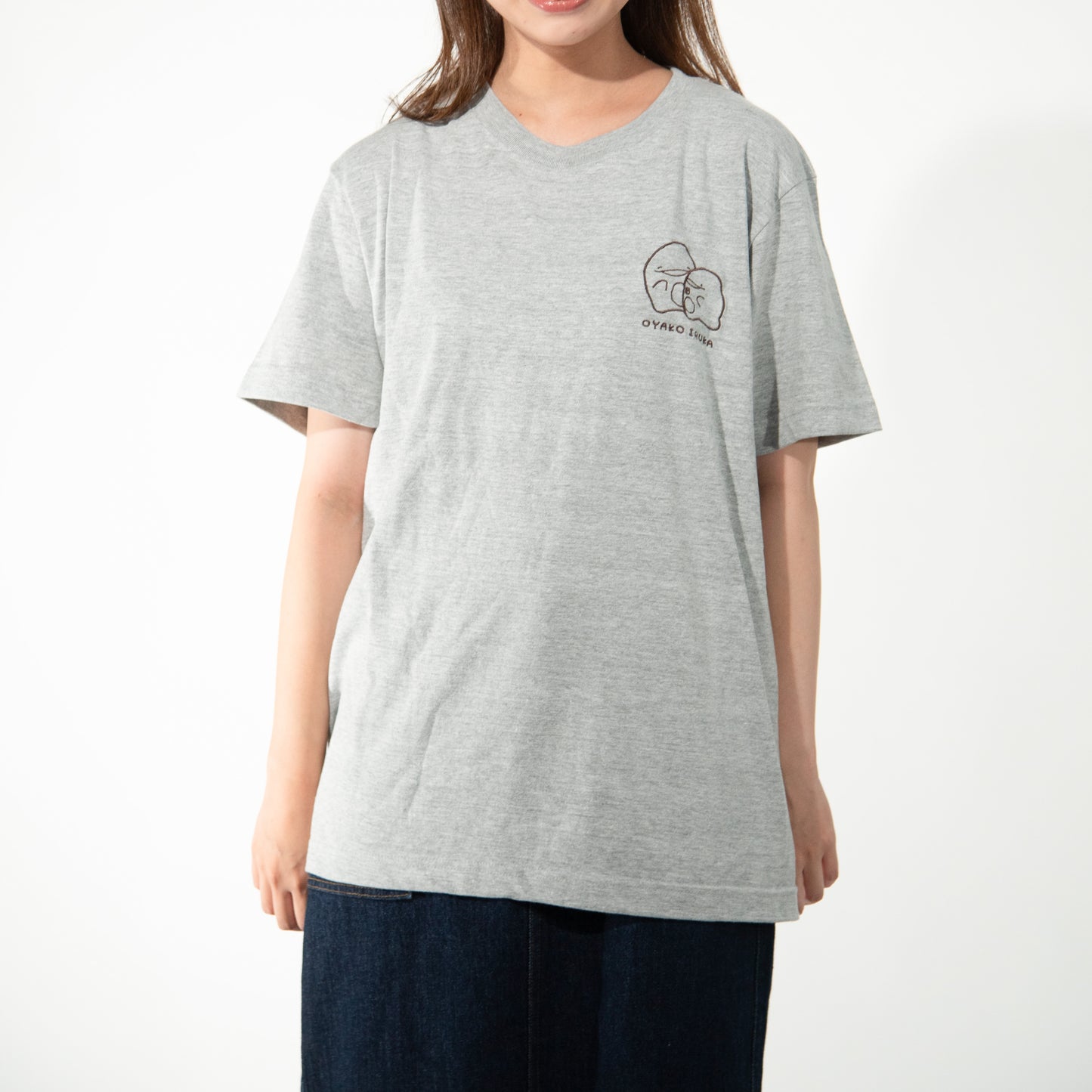 [Parent and child dolphin] Short sleeve embroidered T-shirt