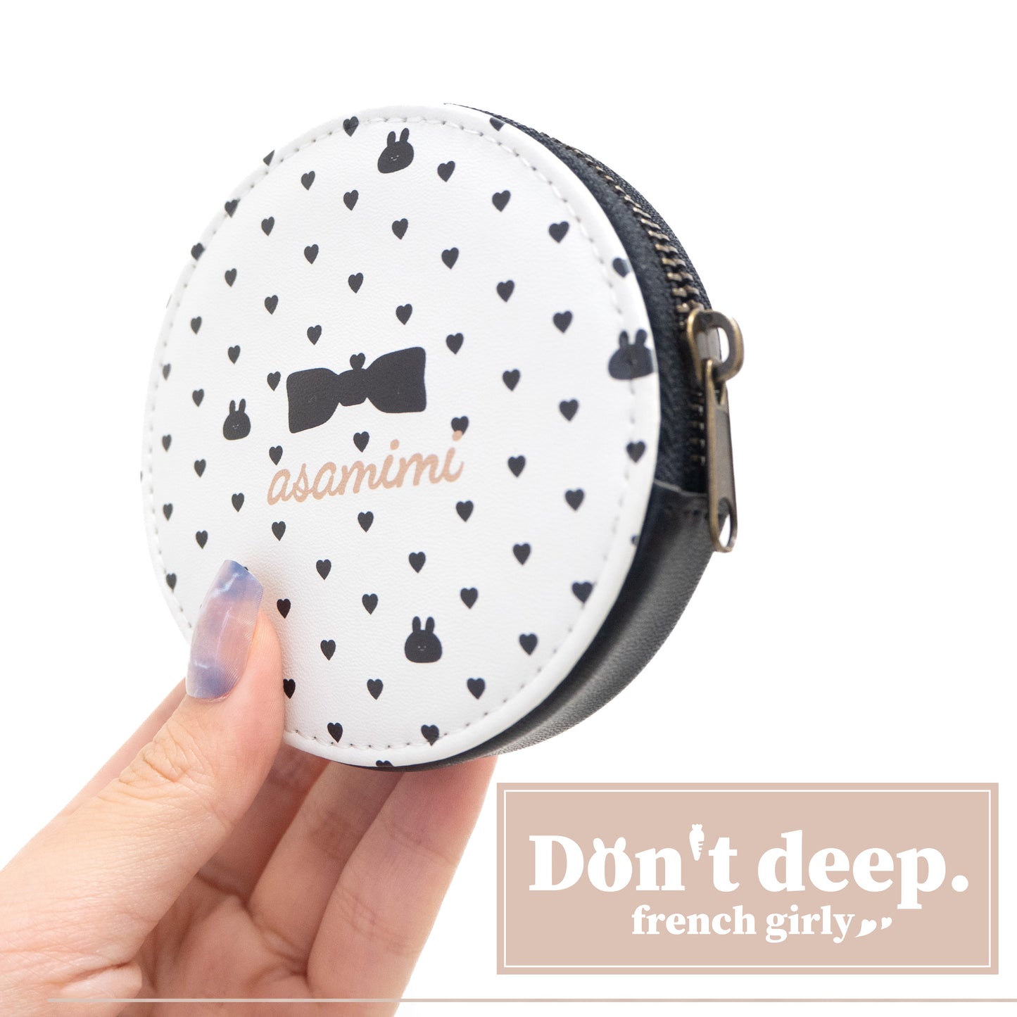 [Asamimi-chan] Synthetic leather round coin case (French girly)